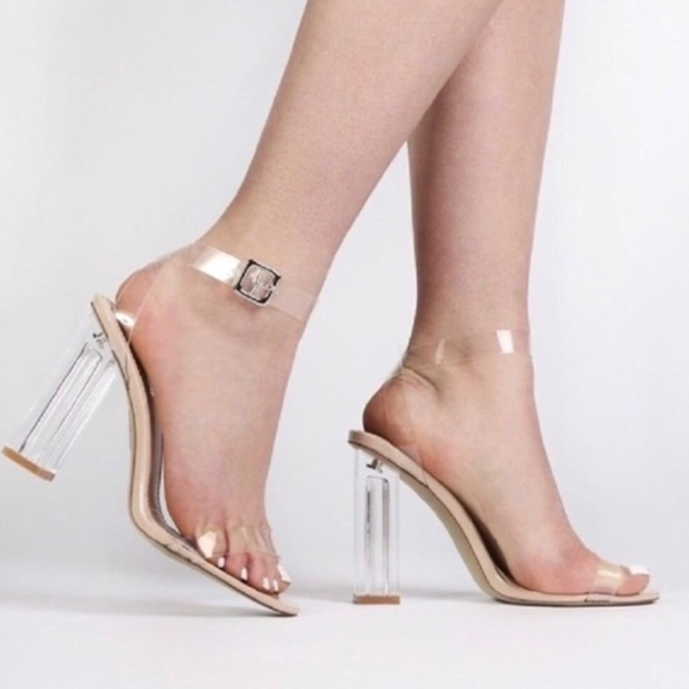 Cape Robin Lucite Clear Strappy Heel Sandals